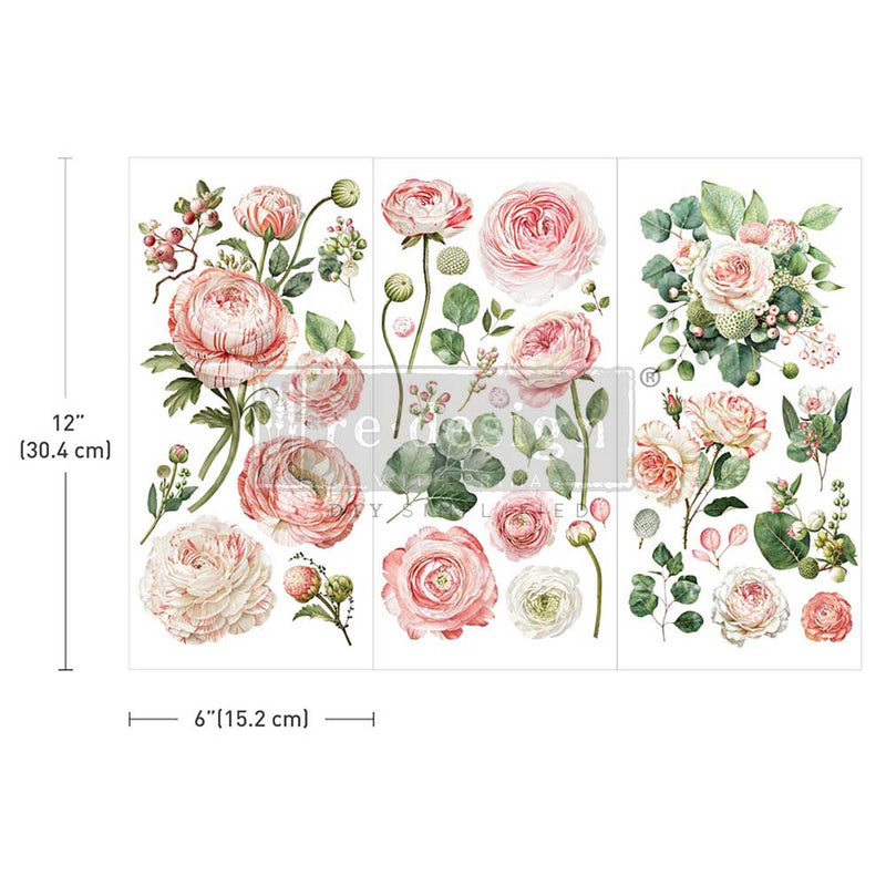 BLUSHING BLOOMS | Decor Transfers | Redesign with Prima | 6" X 12"