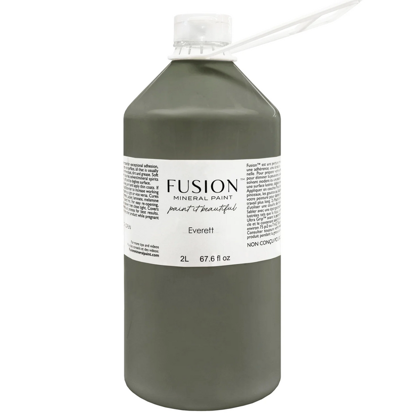 2 litre bottle of Everett Fusion paint, dark green