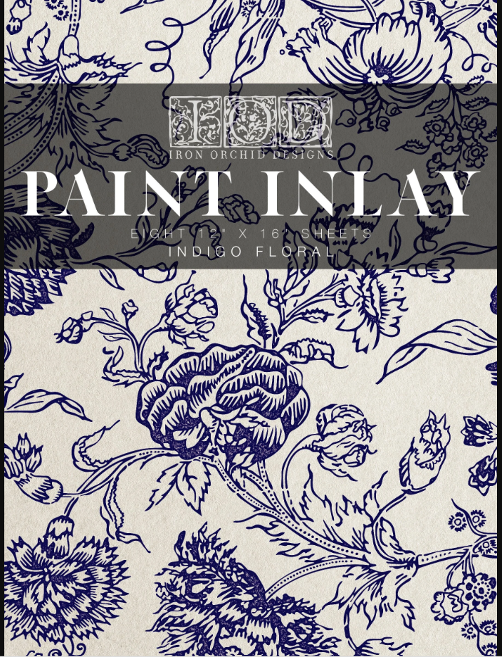 Indigo Floral Paint Inlay IOD Iron Orchid Design Front cover