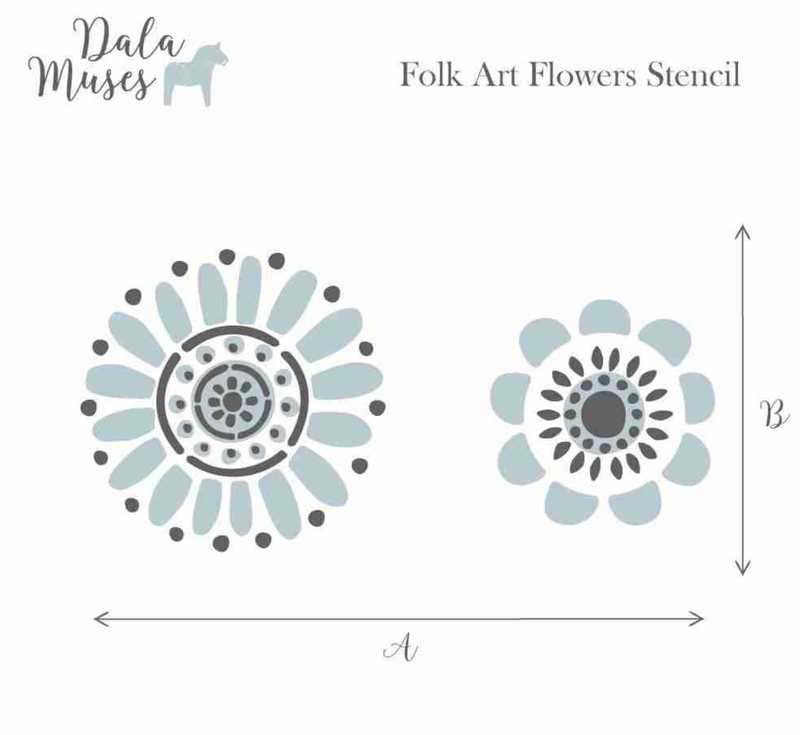 Stencils | Dala Muse |FOLK ART FLOWER | A4 210 x 297mm