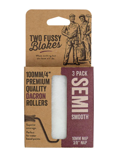 Dacron semi smooth paint roller by two fussy blokes 3 pack