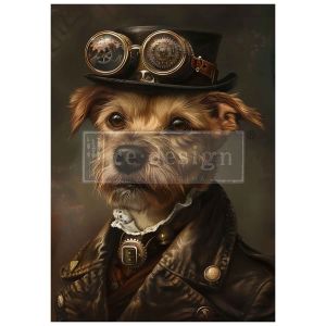 gear hound decoupage tissue paper, A1 steampunk dog