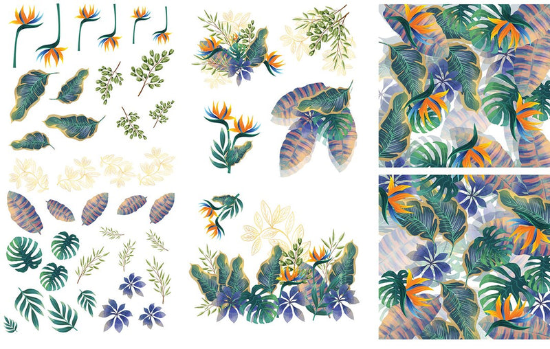 Decor Transfers | Large Transfer | 38.8" x 24.8" | TROPICAL LEAVES