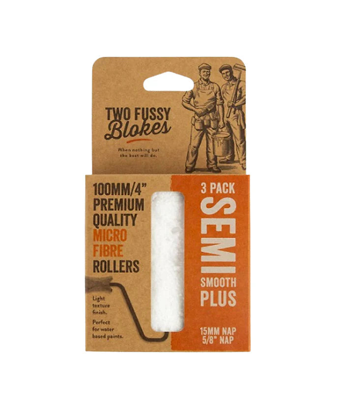 Mini Roller Sleeves Semi Smooth Plus X 3 | Two Fussy Blokes | size 4" with 15mm NAP