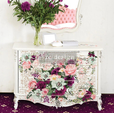 Violet hill redesign furniture transfer. pink, purple and white flowers