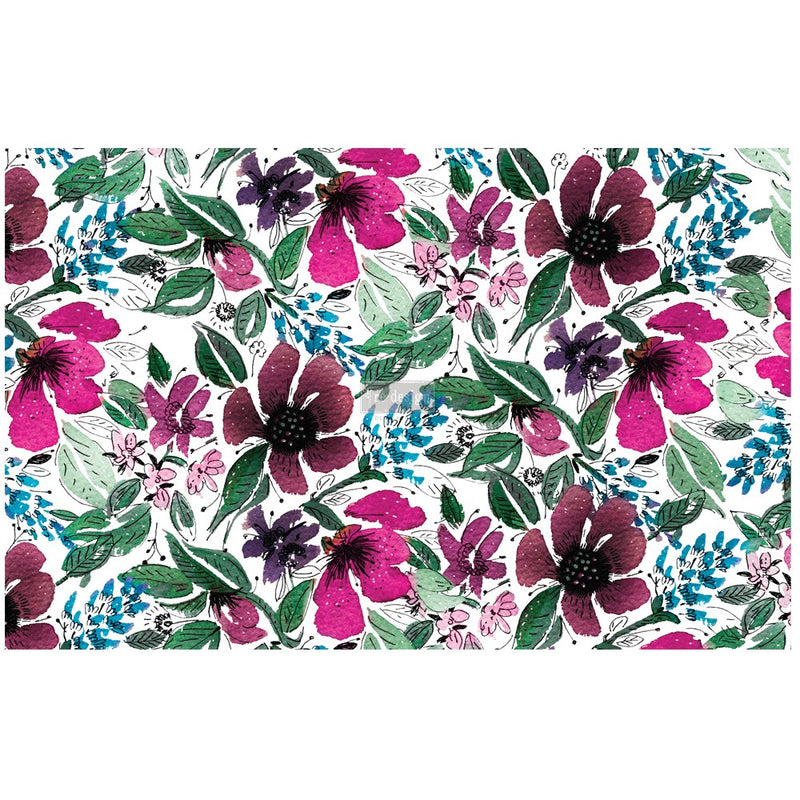 WATERCOLOR FLORA | Decoupage Tissue Paper | Redesign With Prima | 19" X 30"